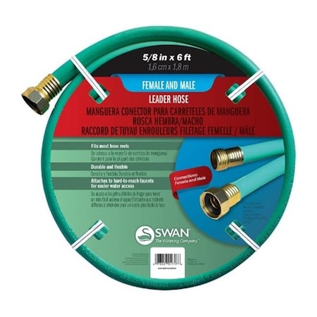 Swan 5/8 in ID x 6 ft L Leader Hose, PVC Tube, Black 7237316